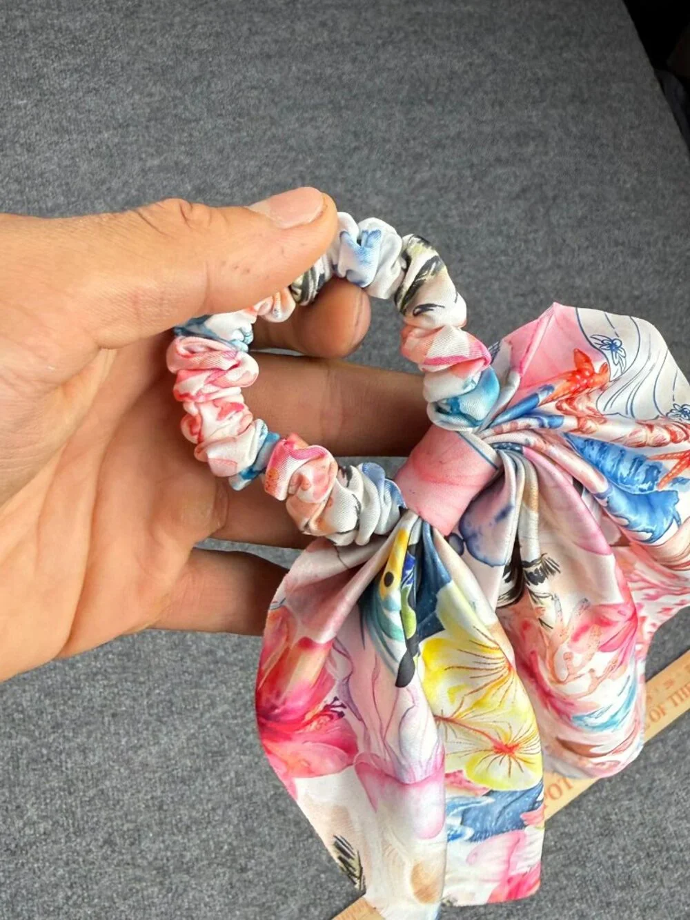Women's Tropical Ocean Bow Scrunchie Whale Starfish Floral Hair Tie Tail 21